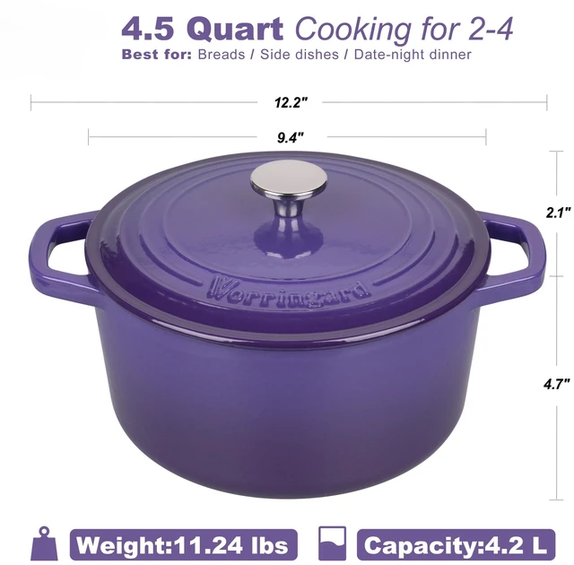 Alt view image 2 of 7 - Enameled Cast Iron Dutch Oven Pot with Lid, for Bread Baking, Round Bread Oven- include Sourdough Bread Baking Supplies Set, 4.5QT, Purple