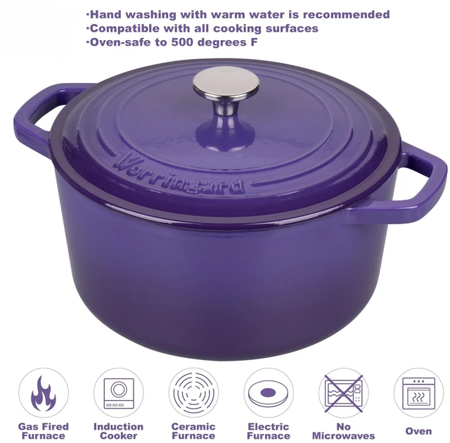 Alt view image 3 of 7 - Enameled Cast Iron Dutch Oven Pot with Lid, for Bread Baking, Round Bread Oven- include Sourdough Bread Baking Supplies Set, 4.5QT, Purple