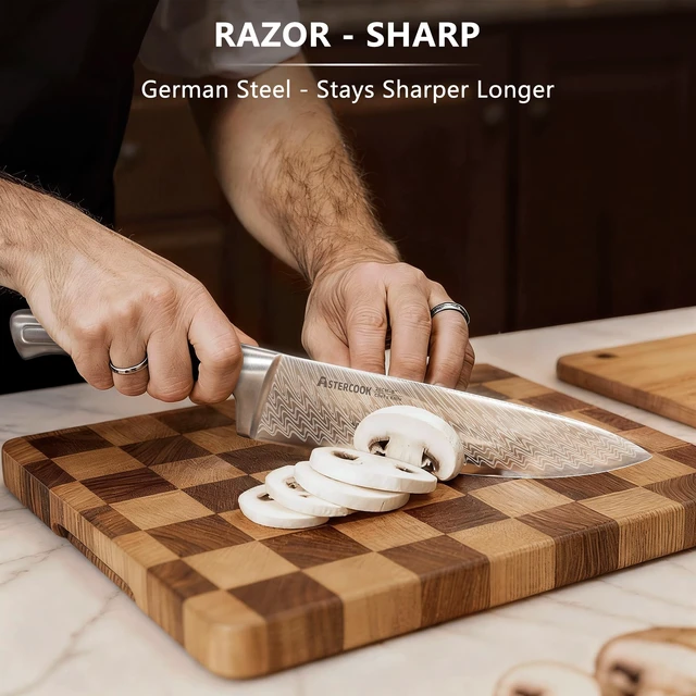 Alt view image 2 of 7 - Knife Set, 15-Piece Kitchen Knife Set with Block, Built-in Knife Sharpener, German Stainless Steel Knife Block Set, Dishwasher Safe Kitchen Utensils Set