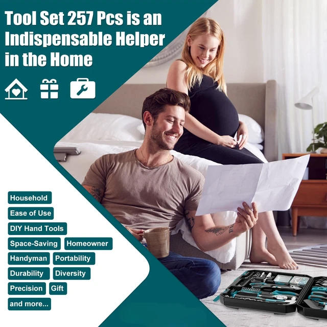 Alt view image 7 of 7 - 257 Pcs Portable General Basic Hand Tool Kit Set for Home with Case | with Mechanic Tool Set & Wrench Kit & Precision Screwdriver Set, for Men Women, for Household Car House Garage Apartment Dorm