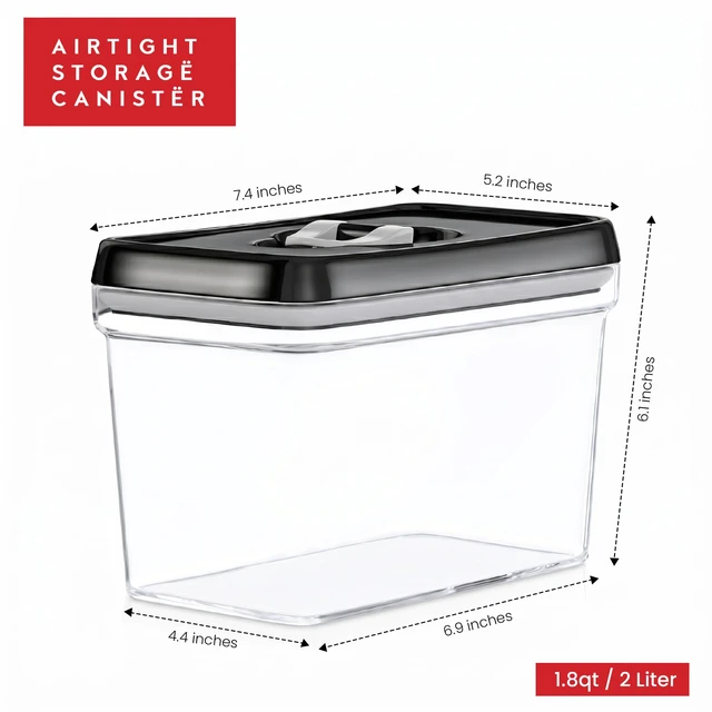 Alt view image 6 of 6 - Airtight Food Storage Containers - Pantry Snacks Kitchen Container, Baking Supplies, 4LB Sugar & Flour Canister - 4 Pc Set All Same Size - Clear Plastic BPA-Free - Keeps Fresh & Dry