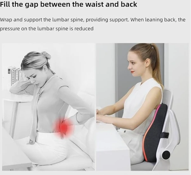 Alt view image 5 of 7 - Sciatica Seat Cushion & Lumbar Pillow, Office Chair, Dark Grey | ity Memory Foam, Coccyx Cutout, Non-Slip Bottom, 2-Piece Set, Office, Car & Wheelchair, Back & Butt Support