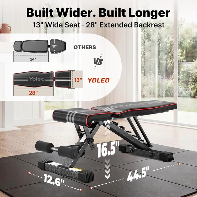 Alt view image 7 of 7 - Adjustable Weight Bench, ASTM-Certified 827LBS, 98% Pre-Assembled | Foldable Gym Bench with 84 Positions Incline Decline Flat, Wider Seat for Home Gym