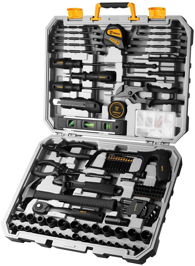 Main image of 218-Piece General Household Hand Tool kit, Professional Auto Repair Tool Set for Homeowner, General Household Hand Tool Set with Plier, Screwdriver Set, Socket Set, with Portable Storage Case