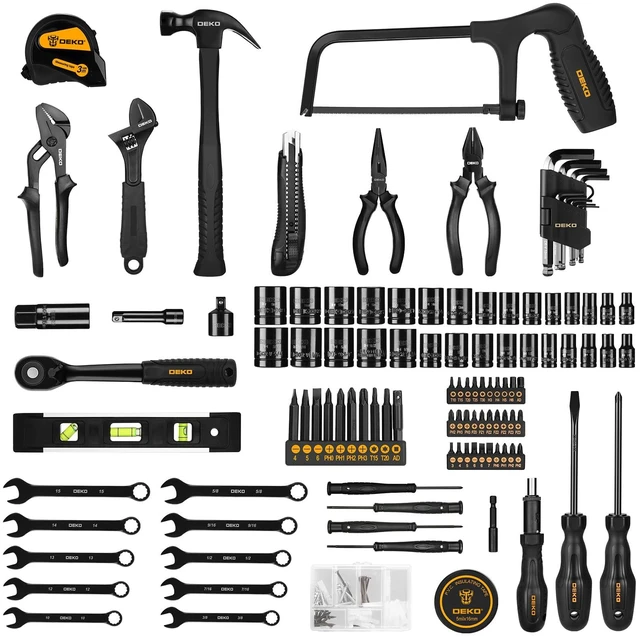 Alt view image 4 of 7 - 218-Piece General Household Hand Tool kit, Professional Auto Repair Tool Set for Homeowner, General Household Hand Tool Set with Plier, Screwdriver Set, Socket Set, with Portable Storage Case