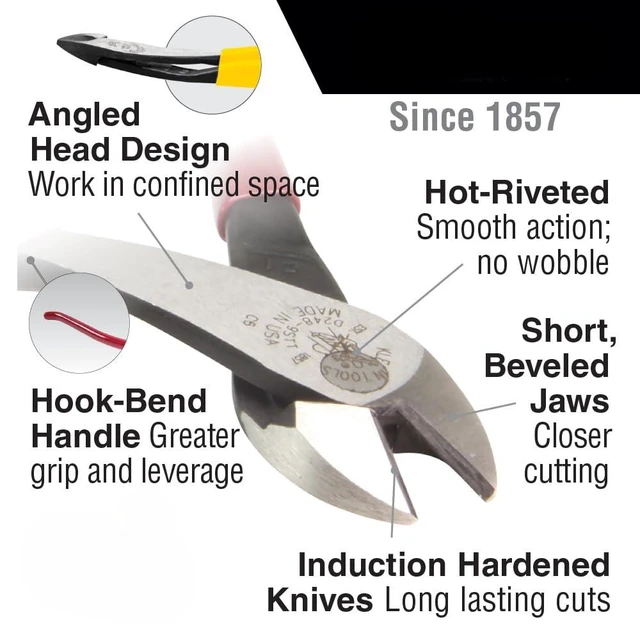 Alt view image 4 of 7 - 80081 Pliers Kit, Made in USA, Set with Ironworker's Diagonal Cutting Pliers, Heavy Duty Side Cutters and Flame Resistant Canvas Tool Bag, 3-Piece
