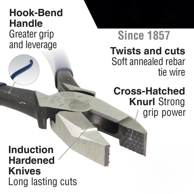 Alt view image 3 of 7 - 80081 Pliers Kit, Made in USA, Set with Ironworker's Diagonal Cutting Pliers, Heavy Duty Side Cutters and Flame Resistant Canvas Tool Bag, 3-Piece