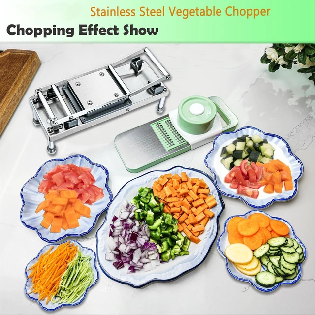 Alt view image 5 of 7 - Vegetable Chopper Veggie Cutter Onion Food Potato Dicer with Container | Stainless Steel Construction, Fruit Potato Salad Dicer, Dishwasher Safety, Easy Cleaning, Safety Hand Guards