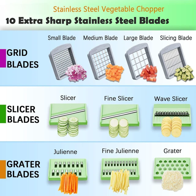Alt view image 6 of 7 - Vegetable Chopper Veggie Cutter Onion Food Potato Dicer with Container | Stainless Steel Construction, Fruit Potato Salad Dicer, Dishwasher Safety, Easy Cleaning, Safety Hand Guards