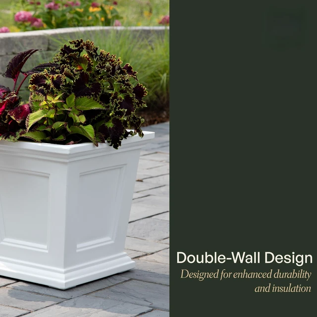 Alt view image 2 of 7 - Fairfield 16in Self-Watering Square Planter, Black | Self-watering, All season, Fade resistant, Double-wall design, 15-year warranty