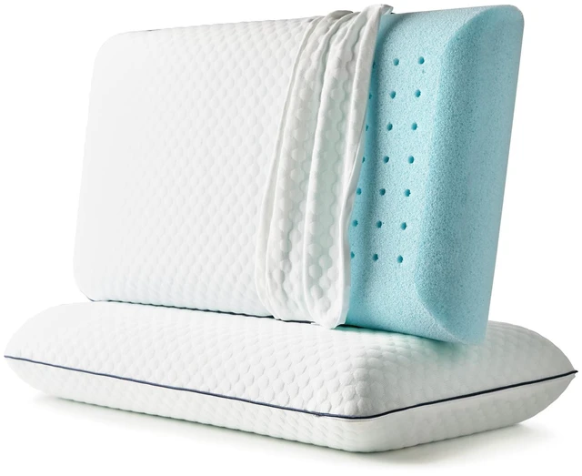 Main image of Cooling Gel Memory Foam Pillows for Sleeping Queen Size, Set of 2, Ventilated Cooling Pillows for Side & Back Sleepers, Neck & Shoulder Support, Medium Firm, Washable Cover