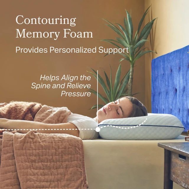 Alt view image 2 of 7 - Cooling Gel Memory Foam Pillows for Sleeping Queen Size, Set of 2, Ventilated Cooling Pillows for Side & Back Sleepers, Neck & Shoulder Support, Medium Firm, Washable Cover