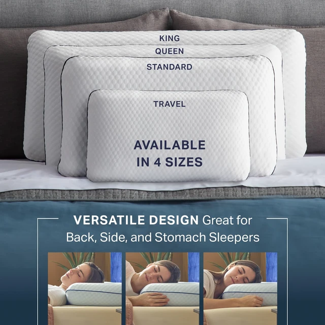 Alt view image 4 of 7 - Cooling Gel Memory Foam Pillows for Sleeping Queen Size, Set of 2, Ventilated Cooling Pillows for Side & Back Sleepers, Neck & Shoulder Support, Medium Firm, Washable Cover
