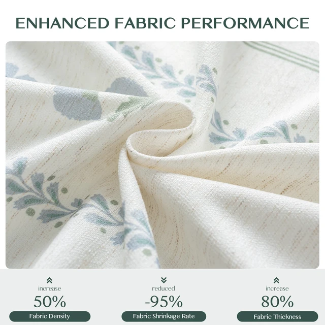 Alt view image 6 of 7 - Pinch Pleated Curtains for Living Room Bedroom Dining Room - 84 Inches Light Filtering Floral Curtains Luxury Linen Drapes Farmhouse Window Curtains with Hooks - 2 Panels Set, 40" W x 84" L