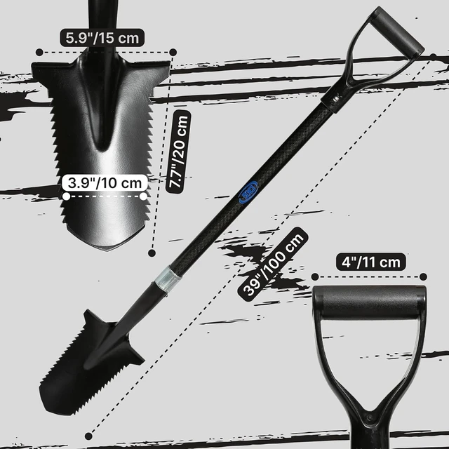 Alt view image 5 of 7 - Carbon Metal Detecting Shovel Digging Tool with Double Serrated Blade Lightweight Digger Garden Root Cutter, Spade Professional Metal Detector Accessories, Gold Digger Shovel - Carbon Black