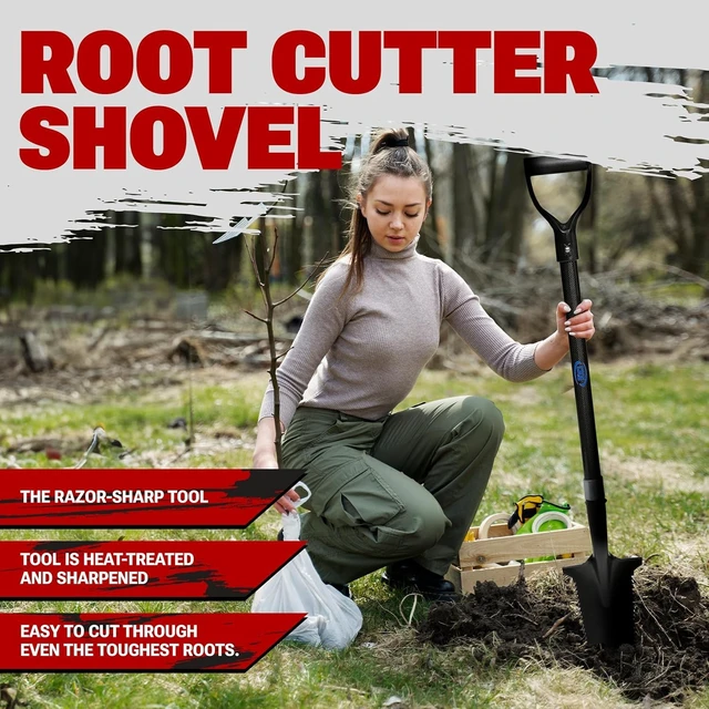 Alt view image 7 of 7 - Carbon Metal Detecting Shovel Digging Tool with Double Serrated Blade Lightweight Digger Garden Root Cutter, Spade Professional Metal Detector Accessories, Gold Digger Shovel - Carbon Black