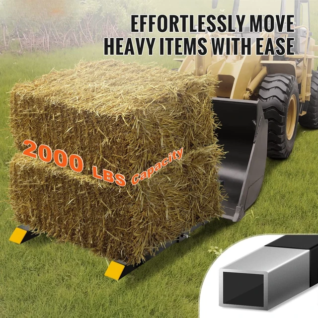 Alt view image 2 of 7 - Pallet Forks, 2000 Lbs Clamp on 43" Total Length, Tractor Bucket Fork | Heavy Duty for Log, Firewood, Fence Post, Adjustable Stabilizer Bar, for Tractor Attachments, Skid Steer, Loader Bucket