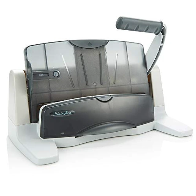 Alt view image 4 of 7 - 3 Hole Punch, 40 Sheet Capacity Three Hole Puncher 3 Ring, Adjustable 2-7 Hole Paper Punch, LightTouch Low Effort, Black & Silver (74357)
