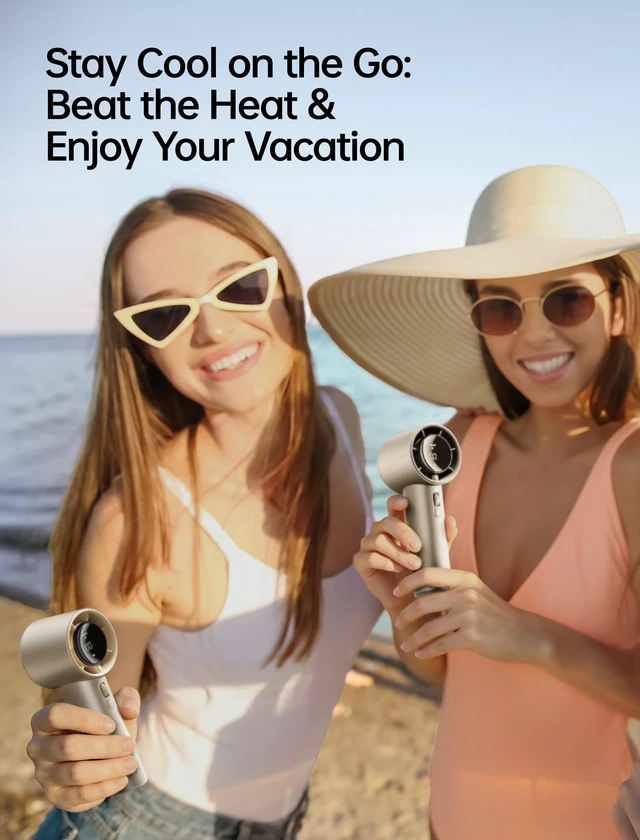 Alt view image 7 of 7 - Handheld Fan Pro1S - Next-Gen Airflow: Up to 40H Runtime | Metal Body-Enduring Quality, 1-100 Speed Scroll Wheel, 5000mAh-Portable Fan for Travel, Gifts for Women Men(Amber Gold)