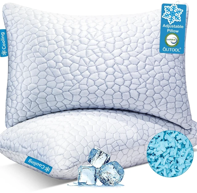 Main image of Cooling Pillow for Sleeping, CertiPUR-US Shredded Memory Foam King Pillows Set of 2, Cool Pillow for Hot Sleepers Adjustable Firm Pillow for Side, Back, Stomach Sleepers Soft Yet Support,White