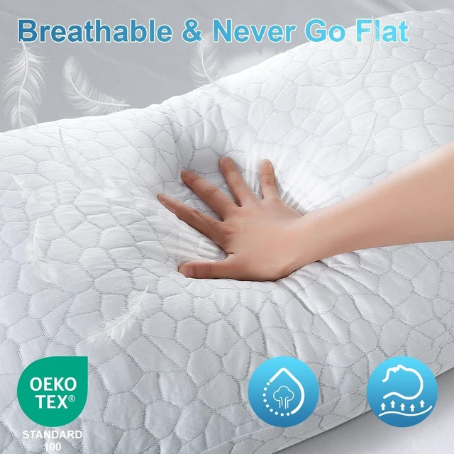 Alt view image 6 of 7 - Cooling Pillow for Sleeping, CertiPUR-US Shredded Memory Foam King Pillows Set of 2, Cool Pillow for Hot Sleepers Adjustable Firm Pillow for Side, Back, Stomach Sleepers Soft Yet Support,White