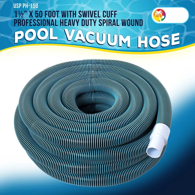 Alt view image 2 of 5 - Pool Vacuum Hose - 1-1/2" x 50' Professional Heavy Duty | Pool Hose for Inground, Spiral Wound with Kink-Free Swivel Cuff - Connect to Vacuum Heads, Skimmer Cleaner, Filter Pump Inlet