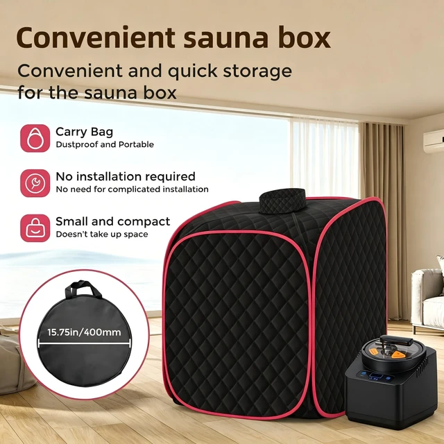 Alt view image 2 of 6 - Portable Steam Sauna at Home, 9 Levels Heating, Sauna Tent for Home with Steamer and Folding Chair, Sauna for Relaxation, Detoxification, Spa