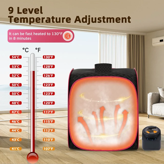 Alt view image 3 of 6 - Portable Steam Sauna at Home, 9 Levels Heating, Sauna Tent for Home with Steamer and Folding Chair, Sauna for Relaxation, Detoxification, Spa