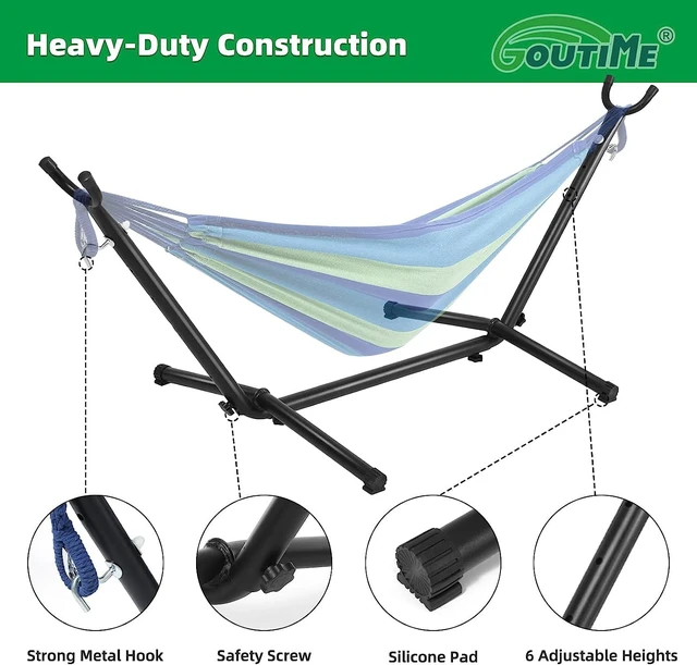 Alt view image 3 of 7 - Kids Hammock with Stand,Portable Steel Frame Holder Base | with Portable Carrying Bag for Indoor,Outdoor,Patio,Yard,Beach,220LBS Weight Capacity