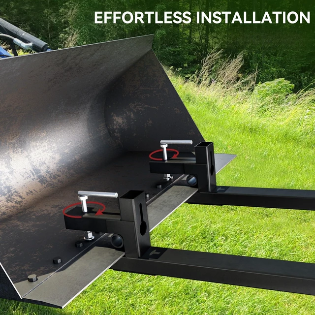 Alt view image 2 of 7 - 43" Clamp on Pallet Forks, 2000lbs Skid Steer Tractor Bucket Fork | Total length: 43", Fork length: 30", 2000LBS, Reinforced bolts & screws, Heavy duty, Bolt-on, Versatile skid steer solution