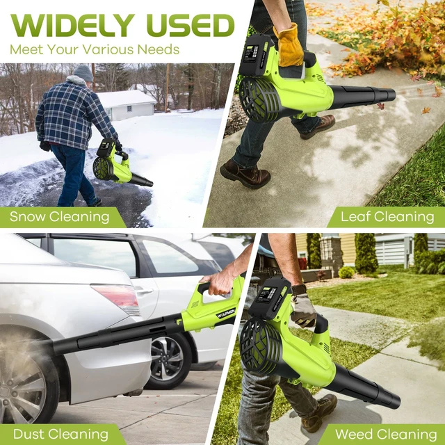 Alt view image 7 of 7 - Leaf Blower, Electric Leaf Blower Cordless with 2 Batteries and Charger, 2 Speed Mode, Lightweight Cordless Leaf Blowers for Lawn Care, Blowing Leaves, Patio Cleaning and Dust, Green