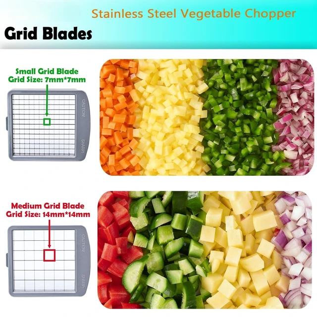 Alt view image 4 of 7 - All-in-1 Vegetable Chopper with 8 Blades - Mandoline Slicer-Pro Food Chopper with Container - Veggie Salad Onion Chopper - Potato Dicer French Fry Cutter - Cheese Grater - Stainless Steel material