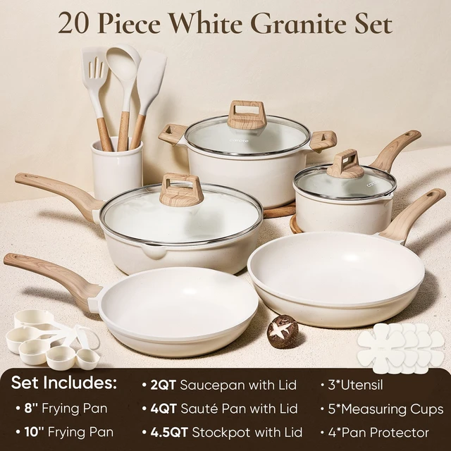Alt view image 2 of 7 - 20pcs Pots and Pans Set, Nonstick Cookware Sets | Induction Cooking, Ultra Durable, Easy to Clean, Even Heating, All-Stovetop Compatible, PFOA-Free Kitchen Set
