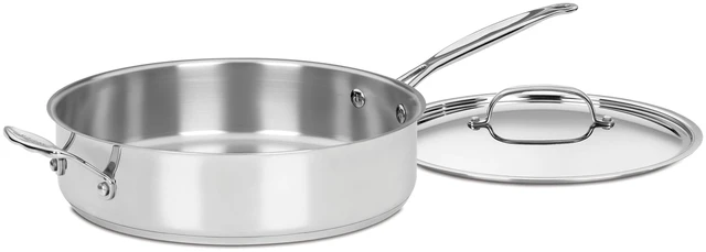 Main image of 5.5 Quart Sauté Pan w/ Cover, Stainless Steel Pan with Lid, Large Kitchen Pan, Dishwasher Safe, Compatible with Induction, Electric, Gas Cooktops, Oven Safe Saucepan, Cool Grip Handles
