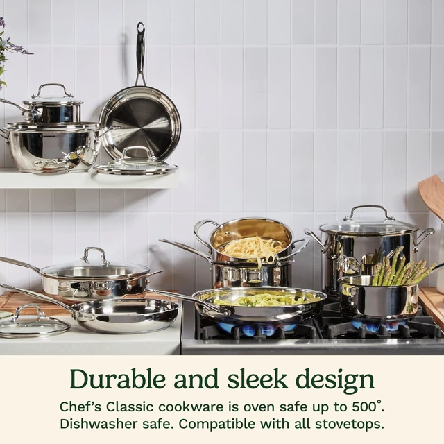 Alt view image 4 of 5 - 5.5 Quart Sauté Pan w/ Cover, Stainless Steel Pan with Lid, Large Kitchen Pan, Dishwasher Safe, Compatible with Induction, Electric, Gas Cooktops, Oven Safe Saucepan, Cool Grip Handles