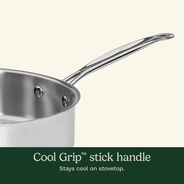 Alt view image 3 of 5 - 5.5 Quart Sauté Pan w/ Cover, Stainless Steel Pan with Lid, Large Kitchen Pan, Dishwasher Safe, Compatible with Induction, Electric, Gas Cooktops, Oven Safe Saucepan, Cool Grip Handles