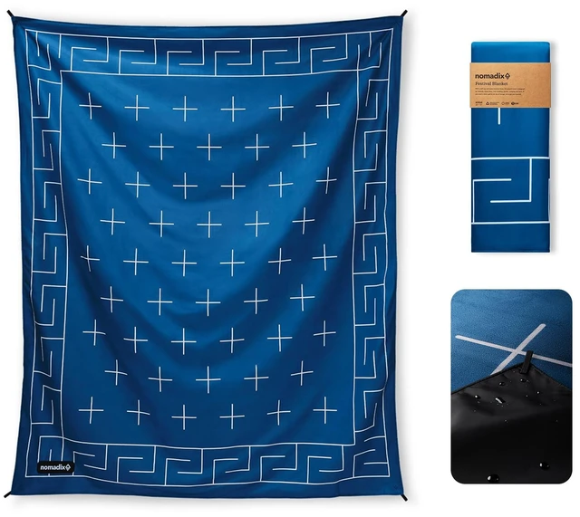 Main image of Festival Blanket - Perfect for Picnics, Camping, & Lawn Seating - Plush Top & Water Resistant Base - Made with Post Consumer Recycled Materials - Stripes Retro - 60x72 in