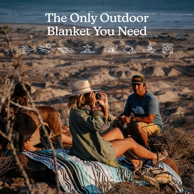 Alt view image 4 of 7 - Festival Blanket - Perfect for Picnics, Camping, & Lawn Seating - Plush Top & Water Resistant Base - Made with Post Consumer Recycled Materials - Stripes Retro - 60x72 in