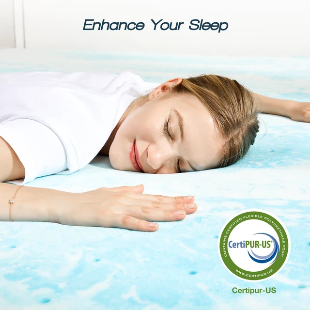Alt view image 6 of 7 - Mattress Topper Queen, Memory Foam Cooling Pad, 4 Inch | Cooling Gel Infused, Ventilated, Breathable Toppers Pad, Laid on the Mattress of RV-Bed, Sofa-Bed, Blue