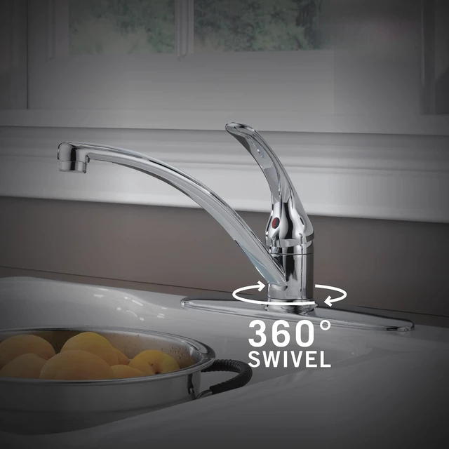 Alt view image 4 of 4 - Foundations Chrome Kitchen Faucet with Side Sprayer, Contemporary 4 Hole Kitchen Sink Faucet, Single Handle, Chrome B4410LF