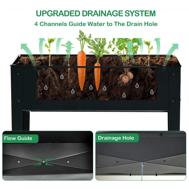 Alt view image 4 of 7 - 31.5" Tall Elevated Mobile Raised Garden Bed with Wheels and Shelf | Extra 15.7" W, 400 lbs. Rust-Resistant Steel Planter Cart for Vegetables, Herbs & Flowers. Patio/Balcony