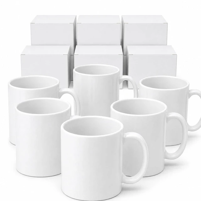 Main image of 36 Pack Sublimation Mugs 11oz White Blank Ceramic Coffee Mugs with Individual White Boxes, AAA Grade with Premium Coating for Heat Press DIY, Dishwasher Microwave Safe