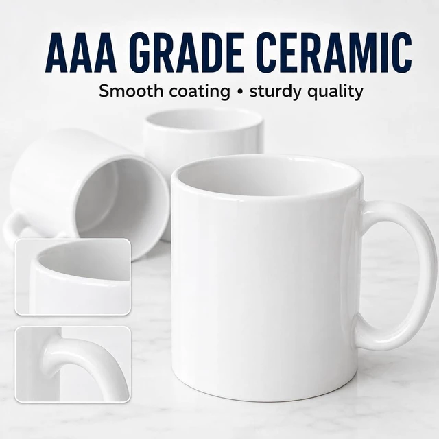 Alt view image 4 of 7 - 36 Pack Sublimation Mugs 11oz White Blank Ceramic Coffee Mugs with Individual White Boxes, AAA Grade with Premium Coating for Heat Press DIY, Dishwasher Microwave Safe