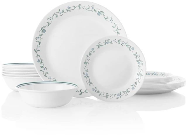 Main image of Vitrelle 18-Piece Service for 6 Dinnerware Set Triple Layer Glass and Chip Resistant, Lightweight Round Plates and Bowls Set, Country Cottage