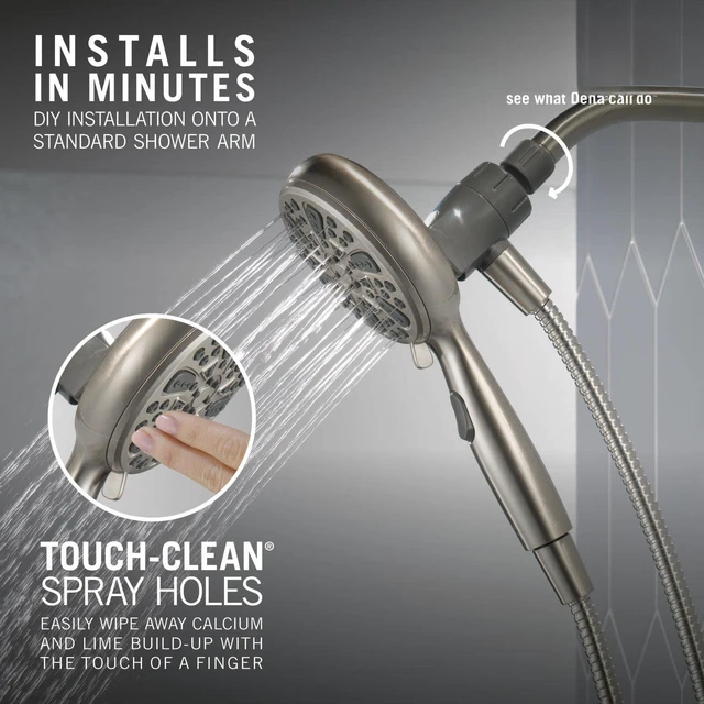 Alt view image 5 of 5 - Faucet 6-Spray SureDock Magnetic Shower Head with Handheld Spray, Brushed Nickel Shower Head with Hose, Showerheads & Handheld Showers, MagnaTite Docking, Stainless 75609SN