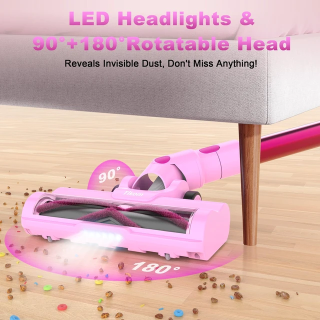 Alt view image 5 of 7 - V500 Cordless Vacuum Cleaner for Home, 40000Pa/450W Stick Vacuum with LED Touch Screen, Charging Wall Dock, Anti-Tangle, Lightweight Handheld Vacuum for Pet Hair, Hard Floor, Carpet