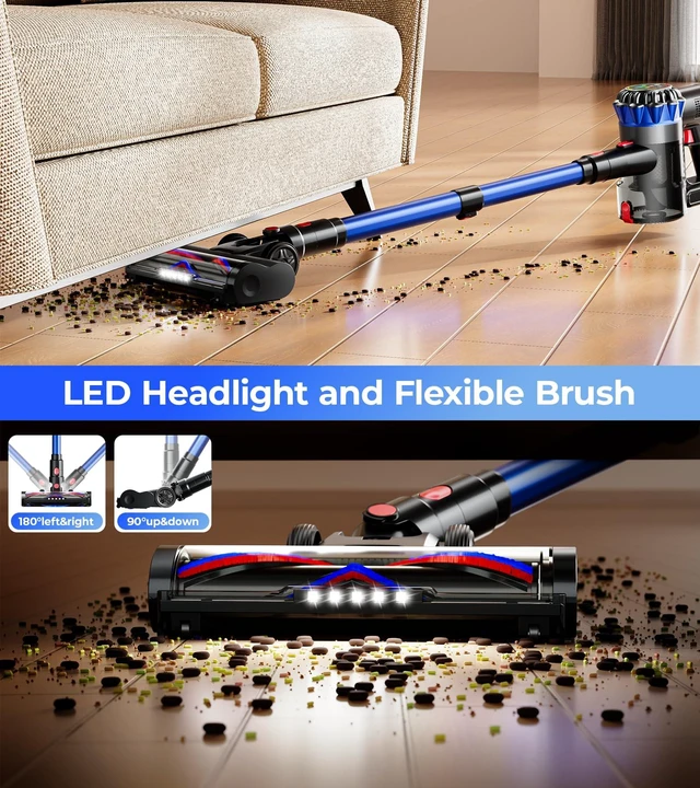 Alt view image 7 of 7 - Cordless Vacuum Cleaner, 600W 50Kpa 65Mins Cordless Stick Vacuum with Self-Standing, Touch Screen, Anti-Tangle Wireless Vacuum, Vacuum Cleaners for Home/Pet Hair/Carpets/Hardwood Floor
