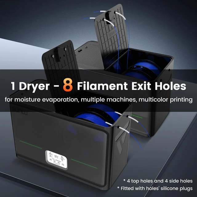 Alt view image 4 of 7 - S4 3D Printer Filament Dryer, 4 Spools Capacity, Black | Upgraded 3 Circulation Fans,350W PTC Heater,70 Max Temperature, Intelligent Humidity Contro