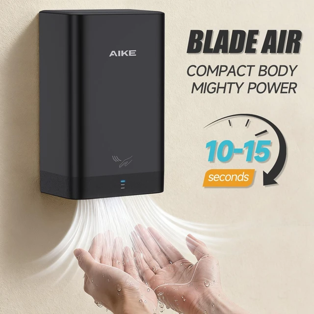 Alt view image 2 of 7 - Compact Hand Dryer for Bathroom, ABS Polycarbonate 110V Black,AK2822 | High Speed Slim Blade Hand Dryer,Plug-in Easy Install and Compact Design,Smart Warm for Home Bathroom,No Paper Waste and Cost