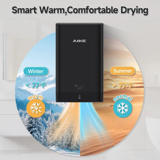 Alt view image 4 of 7 - Compact Hand Dryer for Bathroom, ABS Polycarbonate 110V Black,AK2822 | High Speed Slim Blade Hand Dryer,Plug-in Easy Install and Compact Design,Smart Warm for Home Bathroom,No Paper Waste and Cost